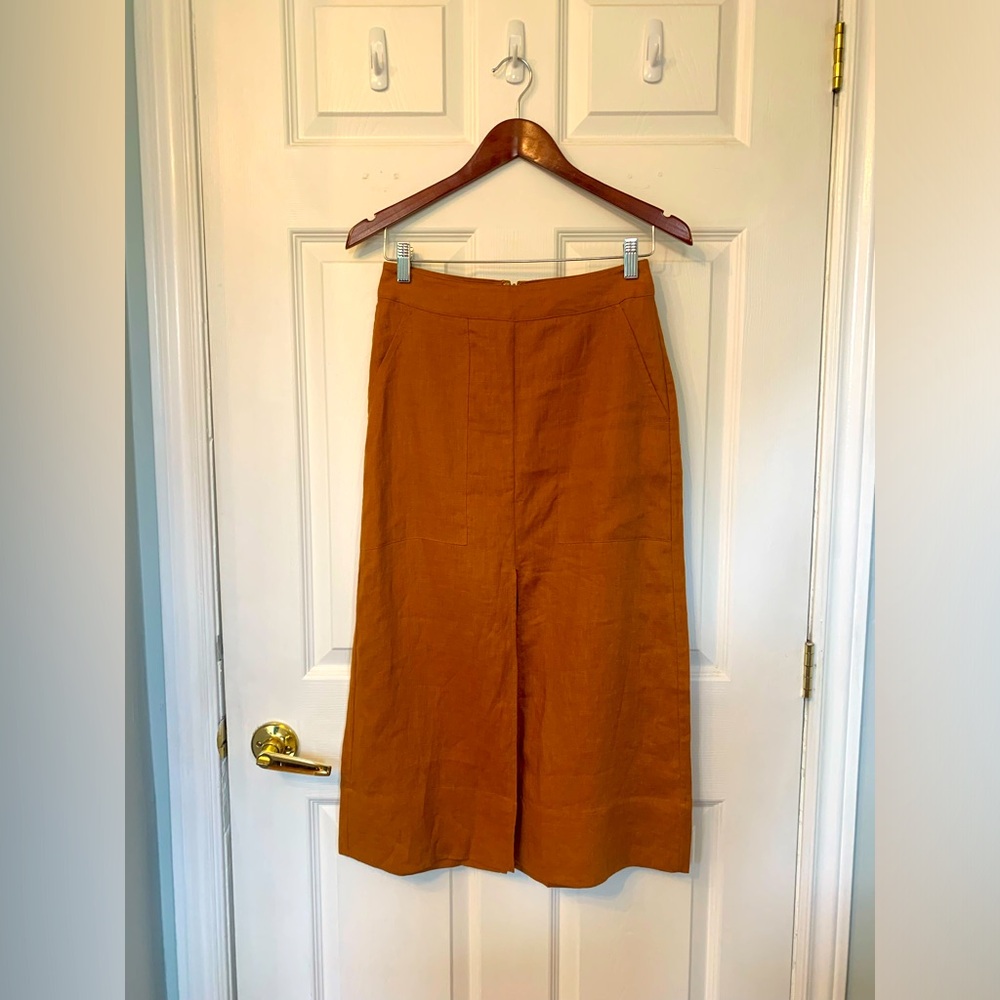 BR Linen Midi Skirt w/ front and back slit - Picture 2 of 7